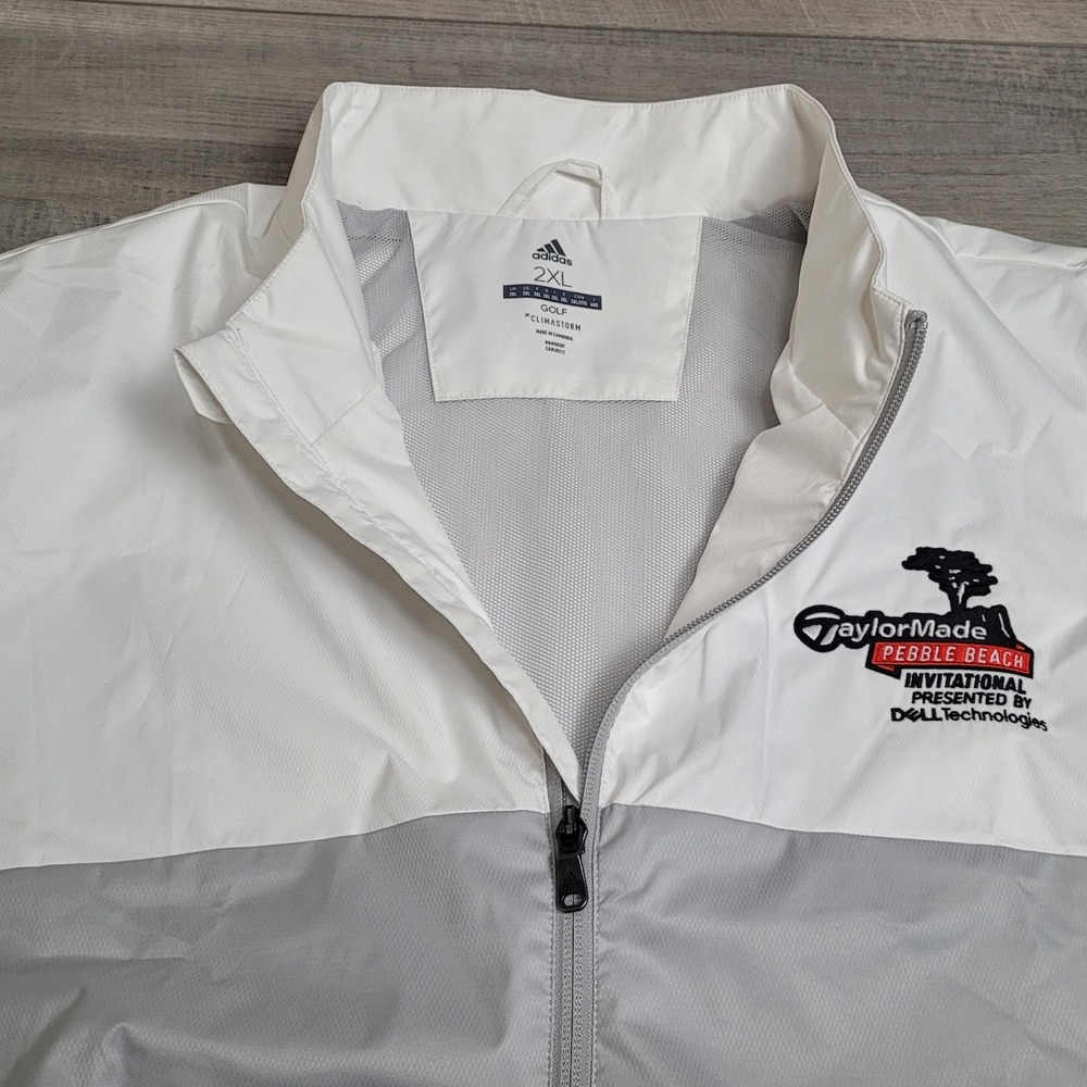 ⛳Adidas Golf Climastorm Jacket Mens 2XL White Zip TaylorMade Pebble Beach 2018 - Picture 9 of 16